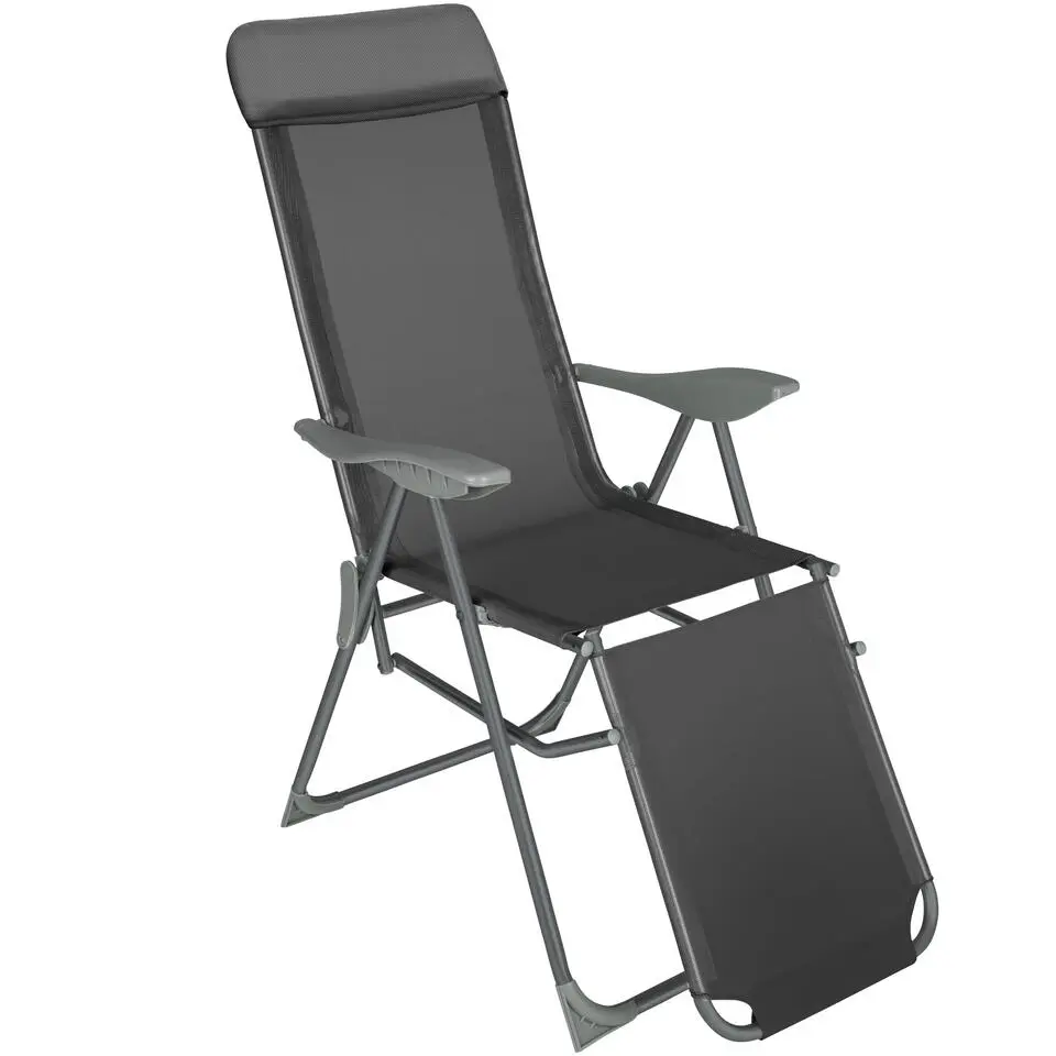 tectake Set van 2 aluminium tuinstoelen inklapbaar met hoofdsteun en voetensteun