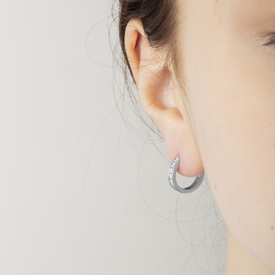Kreolen 750/18 K Weissgold Ø 14mm mit Zirkonia