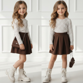 Girls Polka Dot Party Dress - bruin