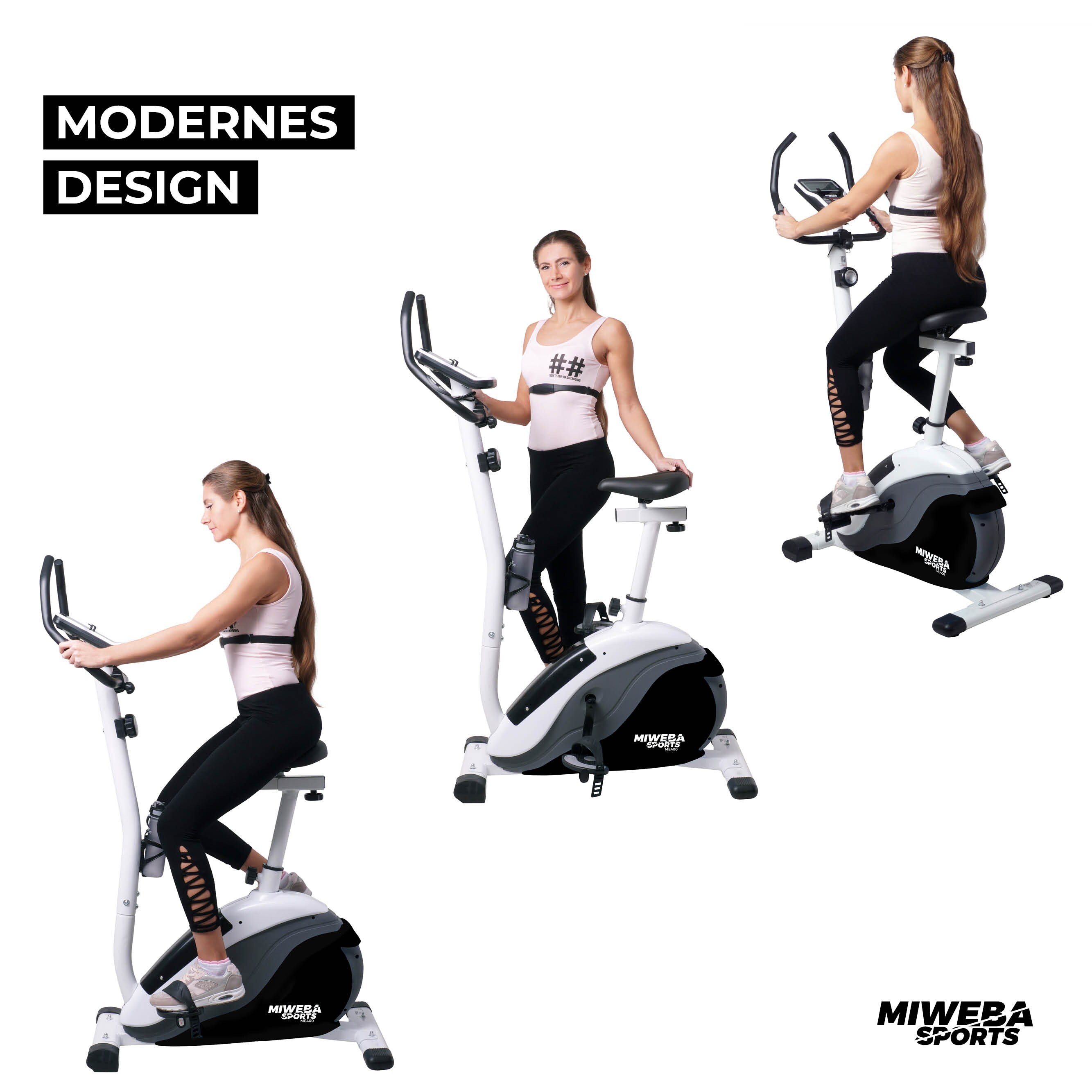Miweba Sports Ergometer ME400, Fahrradergometer für zuhause, sitzend, 12 kg Schwungmasse (Schwarz Weiß)