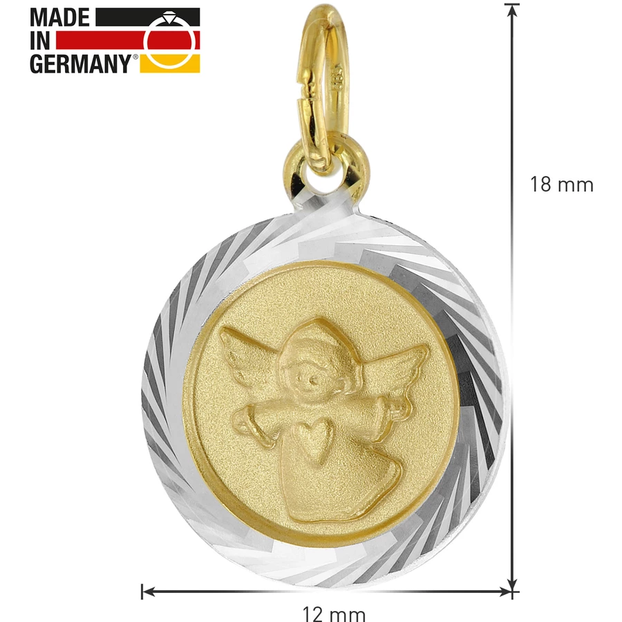 trendor Schutzengel-Anhänger 585 Gold bicolor mit vergoldeter Halskette bicolor