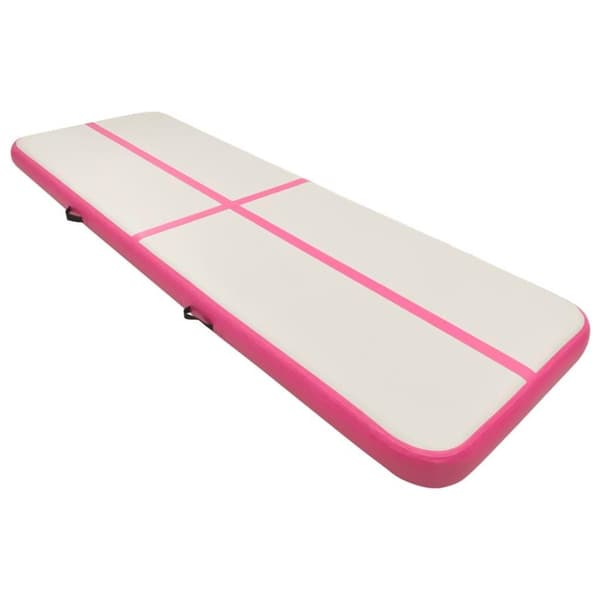 vidaXL Oppblåsbar gymnastikkmatte med pumpe 500x100x15 cm PVC rosa