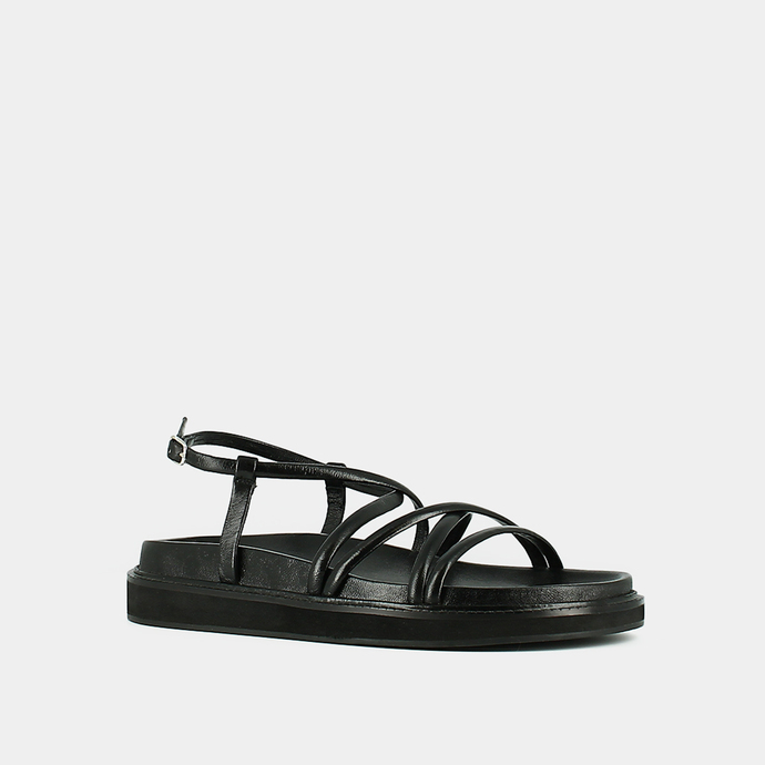 Sandales à brides  en cuir noir