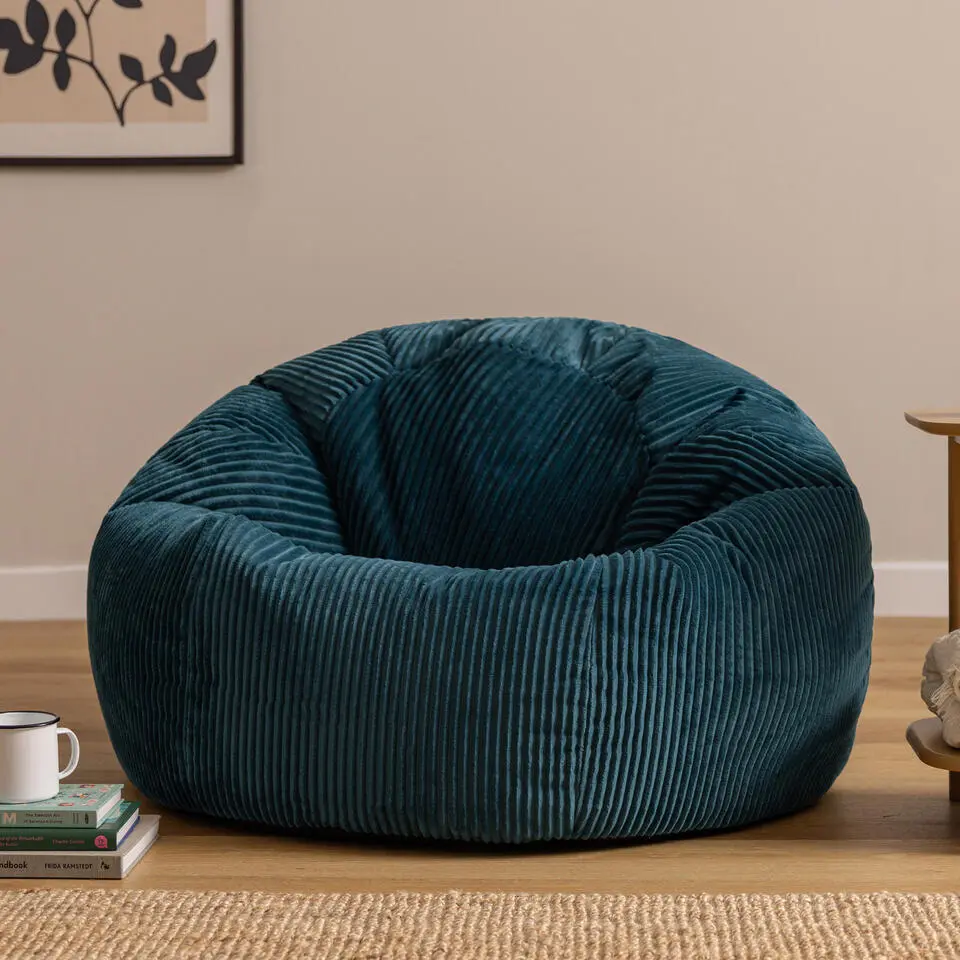icon - Kingston XL Zitzak Fauteuil - Ribfluweel - Blauwgroen