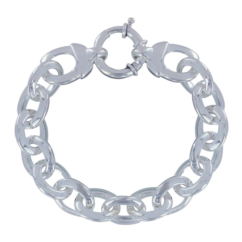 Bracelet Argent Grosse Gourmette Fermoir Bouée
