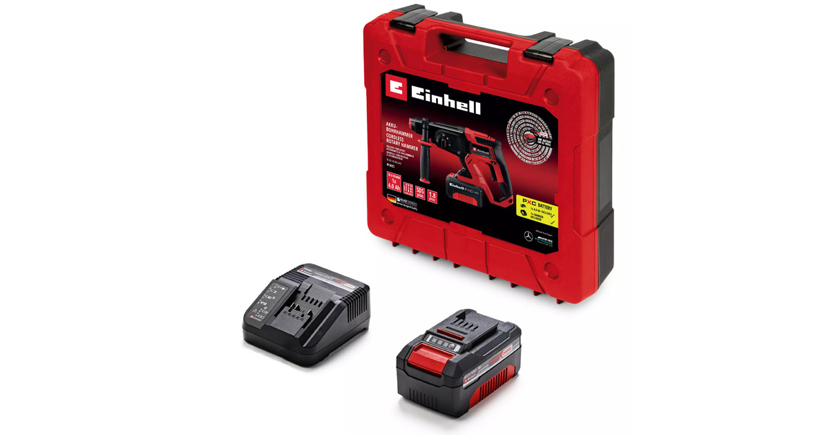 EINHELLAccu Boorhamer TE-HD 18/20 Li (1x4,0Ah)  (Rood/zwart, Incl. 1x 4.0 Ah Power X-Change accu en lader)