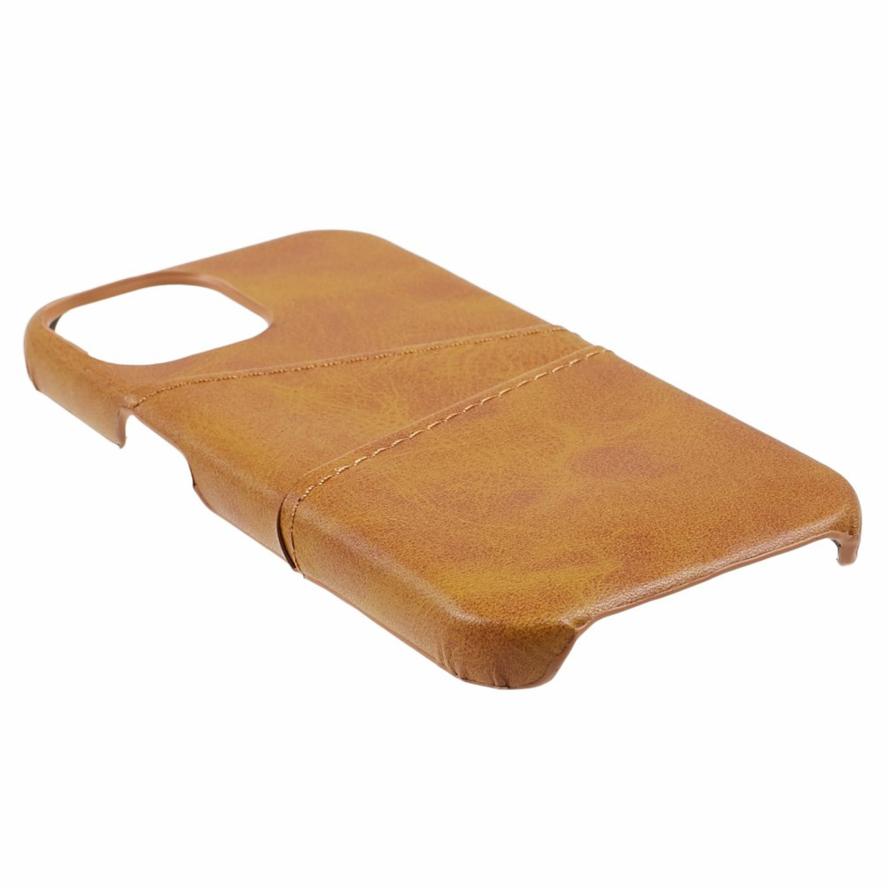 iPhone 15 Leder Hülle Snap Case   Kartenfach - Hellbraun