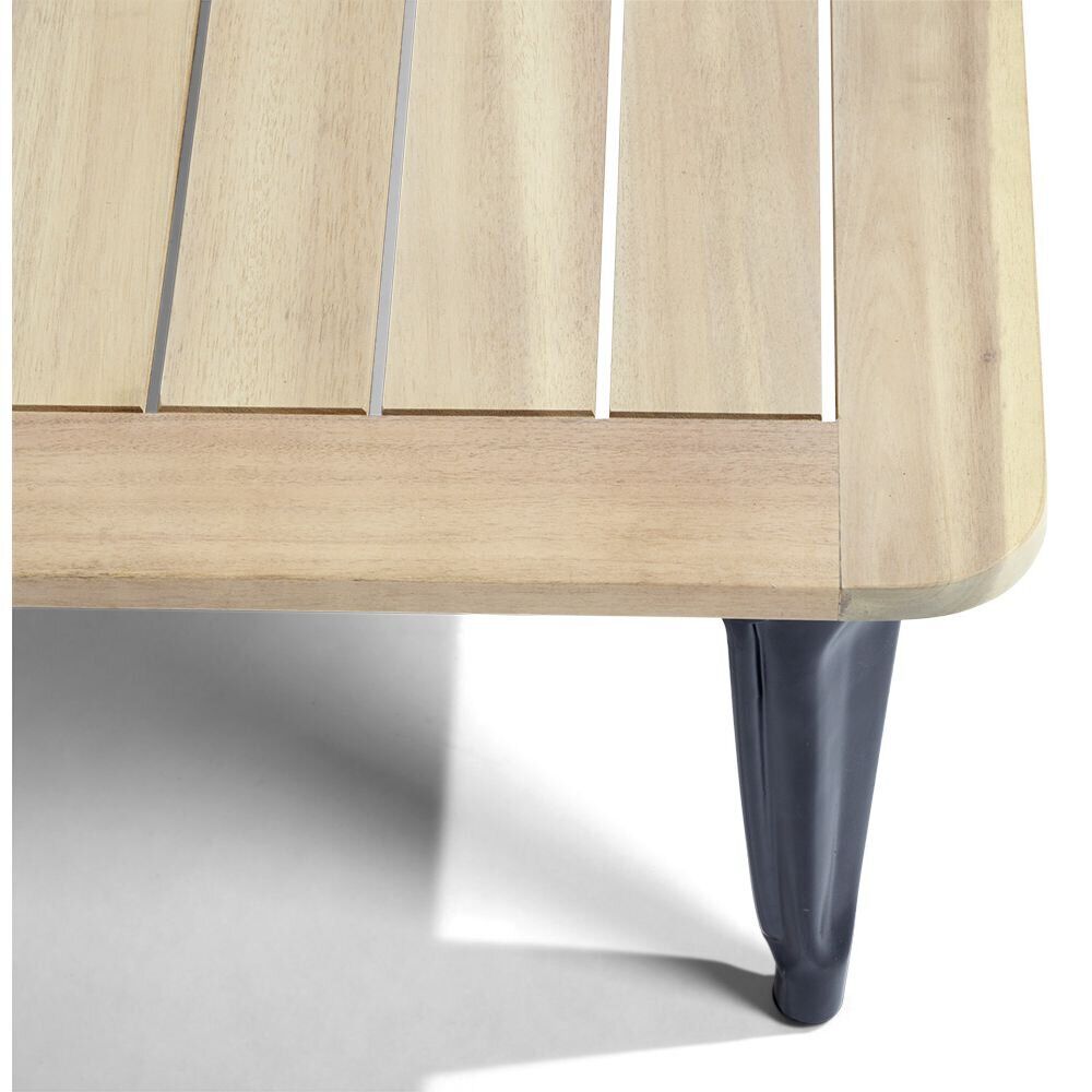 Table basse de jardin Fabrik métal noir et acacia 80x60xH.35 cm