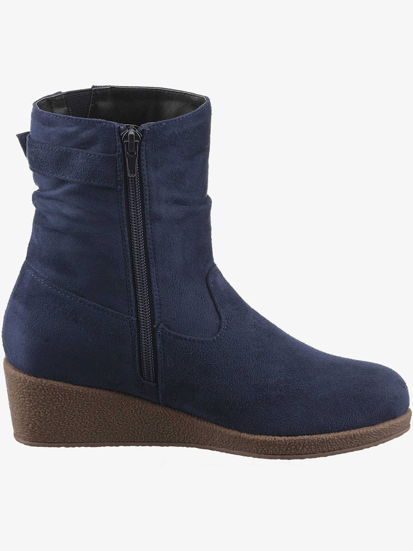 Bottines compensées classiques, textile doux, imitation cuir velours