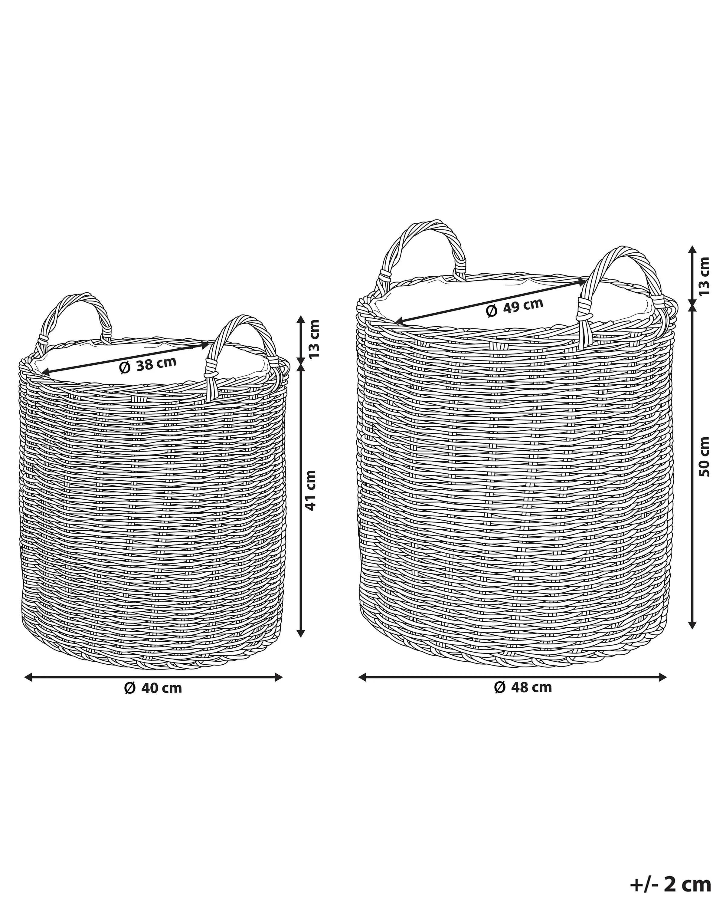Set van 2 bloempotten BITOLA PE rotan 40/48 cm Bruin