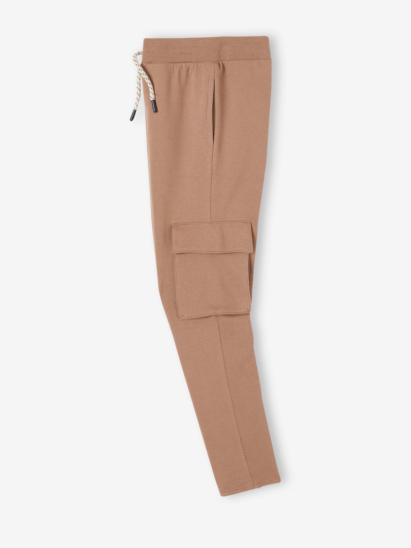 Calça de moletom cinza mesclado para meninos com bolso cargo