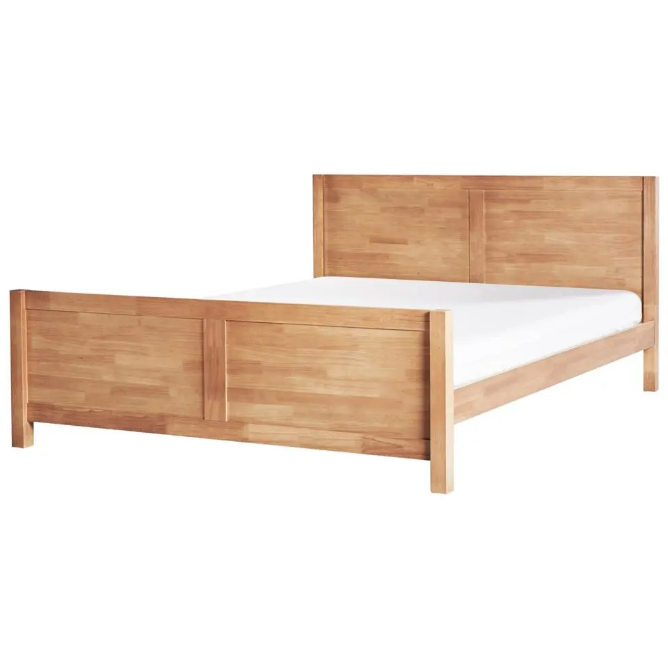 CHAMPAGNAT - Tweepersoonsbed - Lichtbruin - 180 x 200 cm - Rubberhout