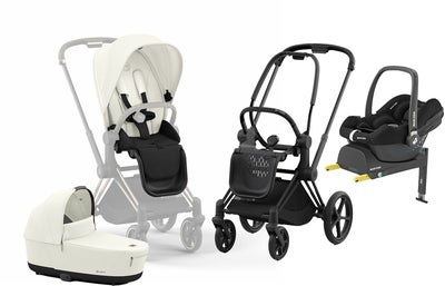 Cybex Priam Duovogn inkl. Maxi-Cosi CabrioFix & Base, Off White/Matt Black