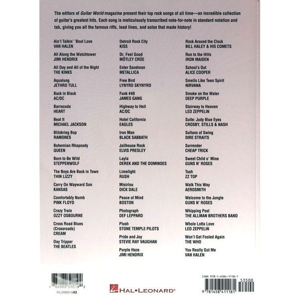 Hal Leonard Guitar 50 Greatest Rock Songs