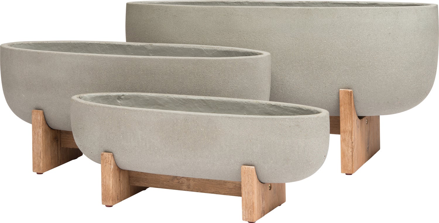 Intratuin plantenbak met standaard Sabine lichtgrijs 75 x 24 x 32 cm