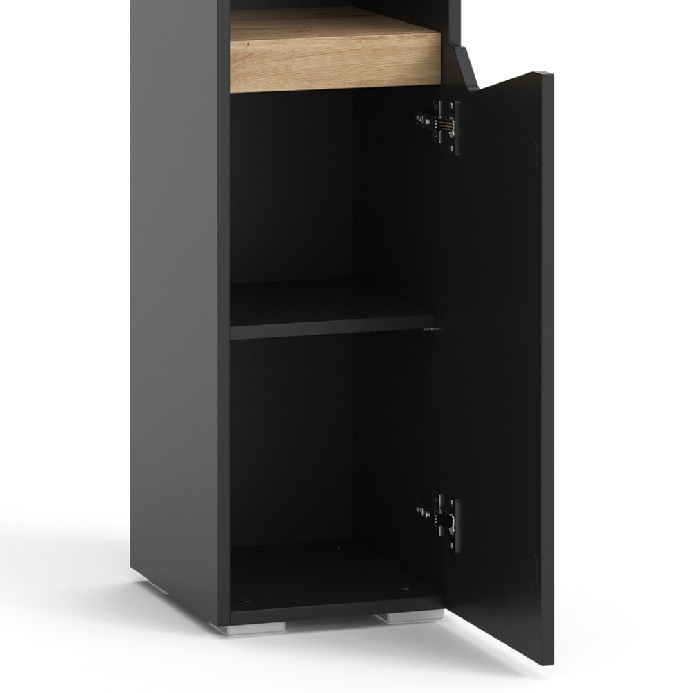 Vicco Hochschrank Marelle Anthrazit Eiche 30 x 180 cm mit Türen und offenen Fächern