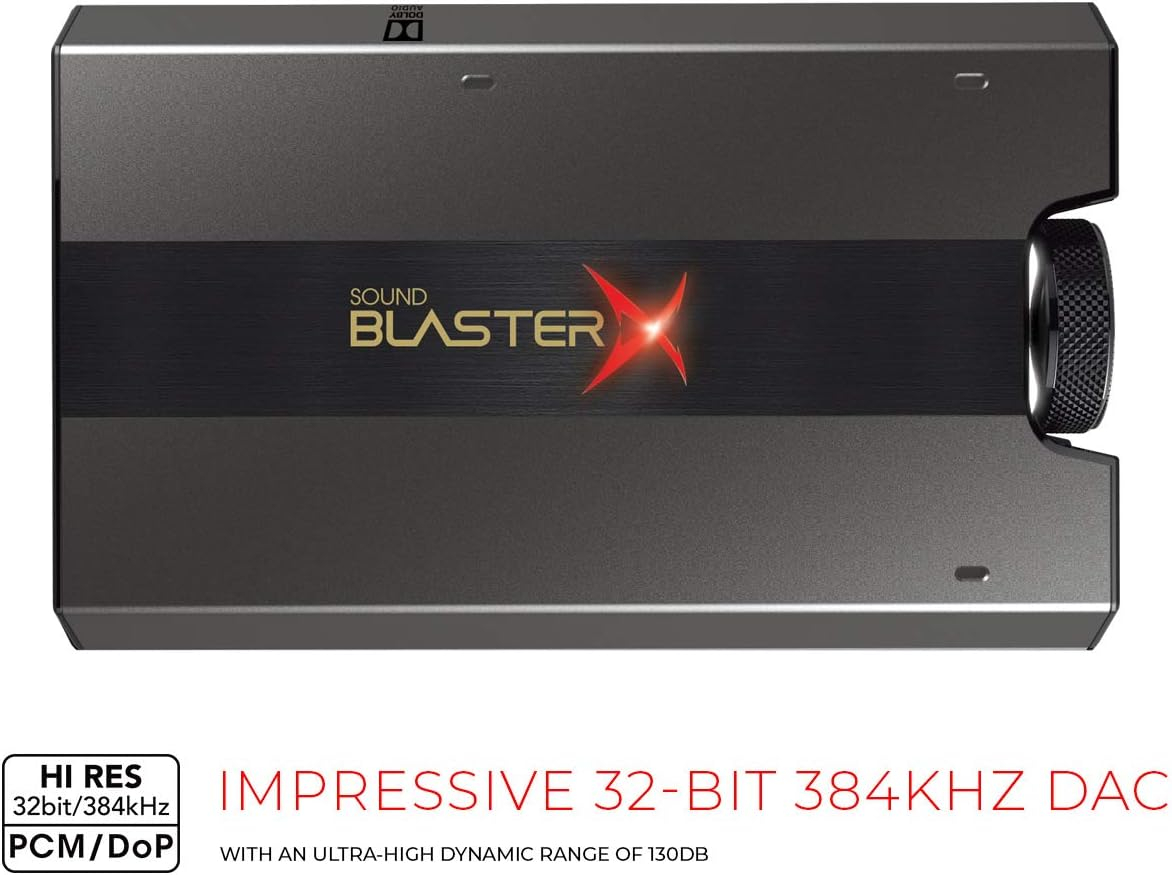 Sound BlasterX G6 Externe Soundkarte / 7.1 HD-DAC Verstärker für Gaming und Hi-Res Audio   Lautstärkeregler (70SB177000000) - Schwarz