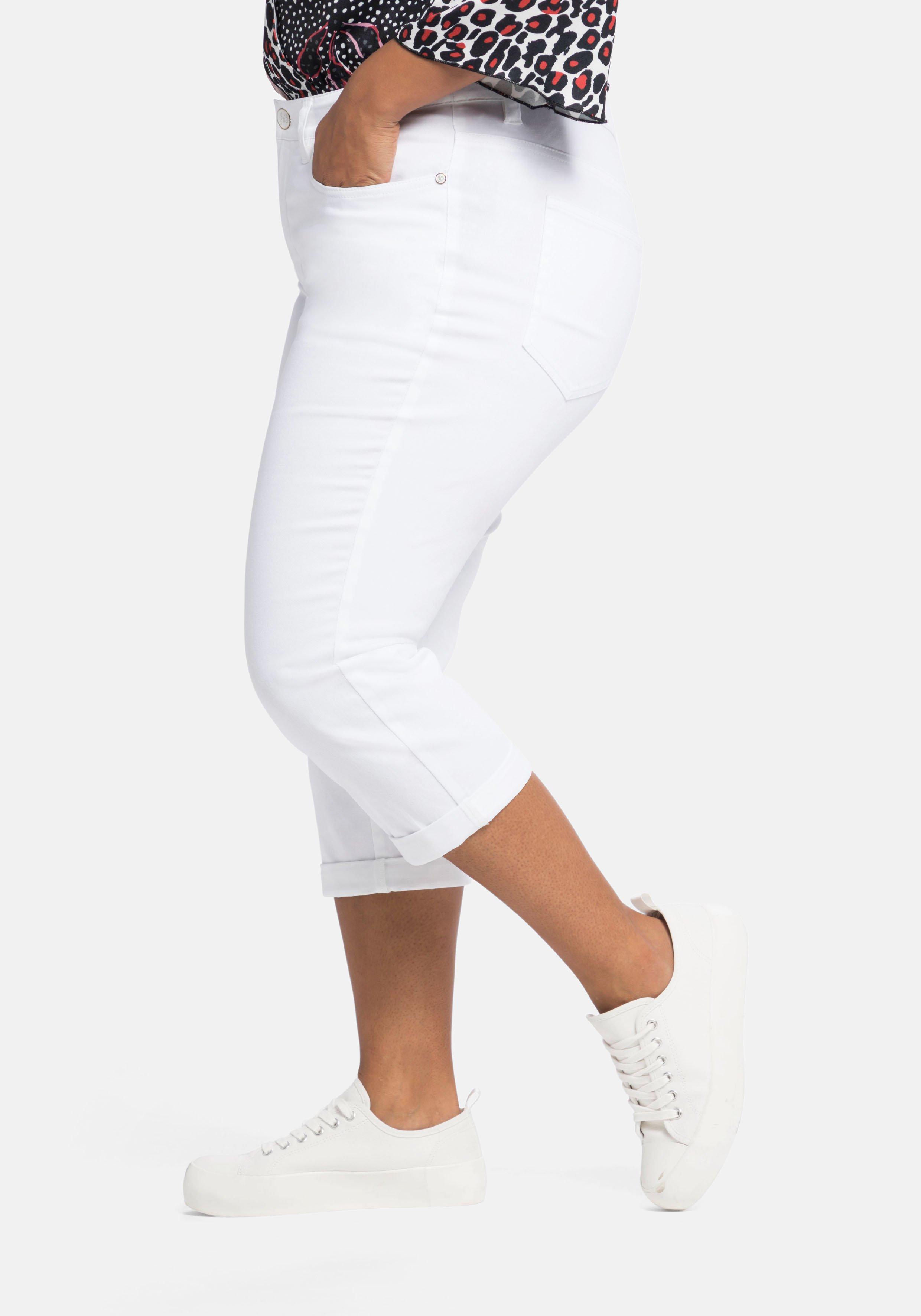 Twill-Caprihose mit fixiertem Umschlag am Bein