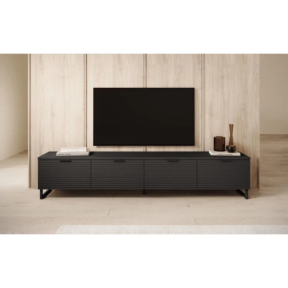 Meubella - TV-Meubel Delgado - Mat zwart - 200 cm