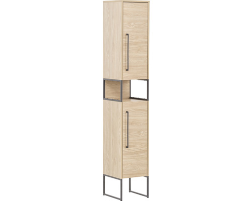 Hoge kast van Möbelpartner Limone, afmetingen (B x H x D): 30,4 x 183,4 x 33,1 cm, frontkleur: licht eiken