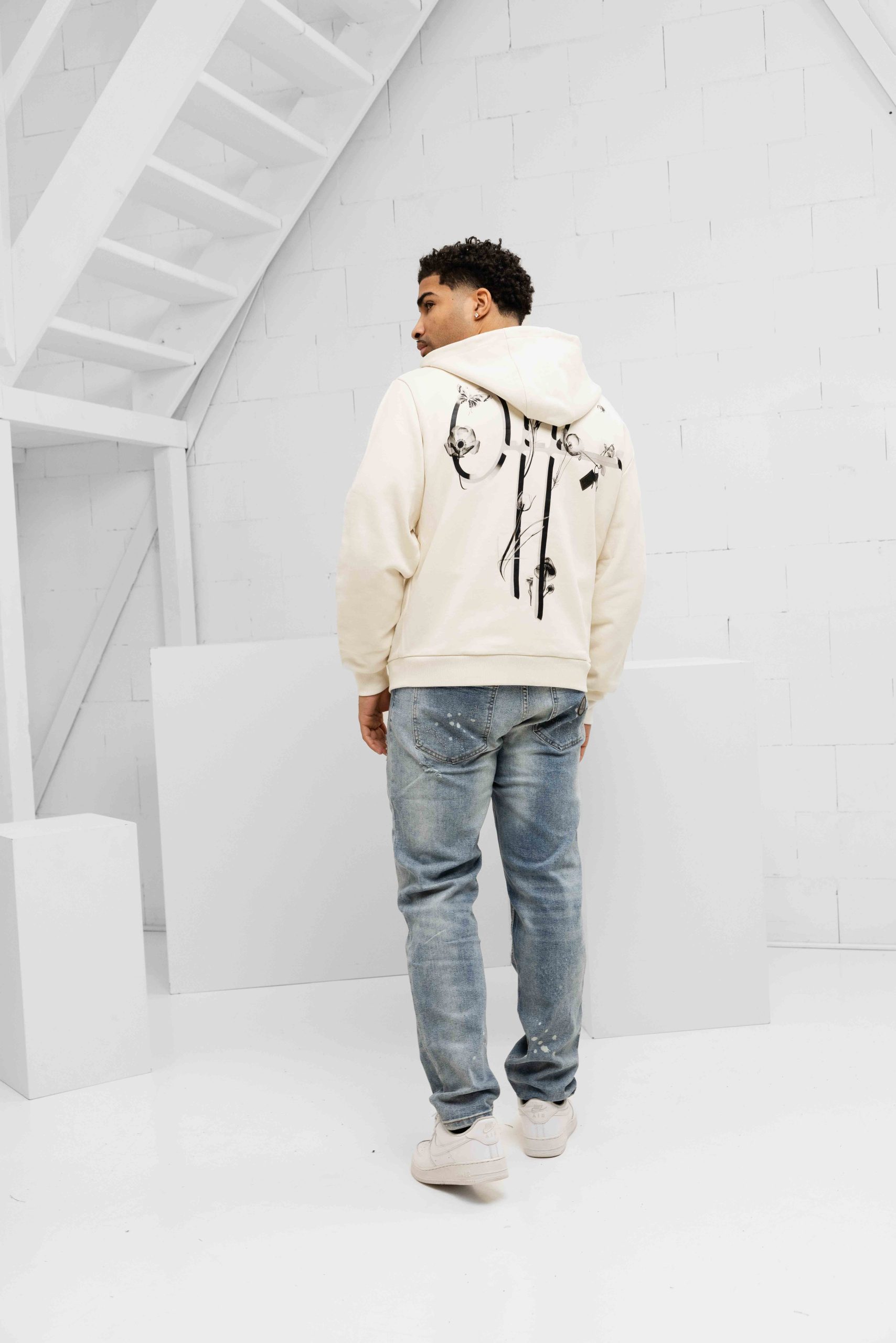 Off The Pitch Phantom Zip Hoodie Heren Gebroken Wit