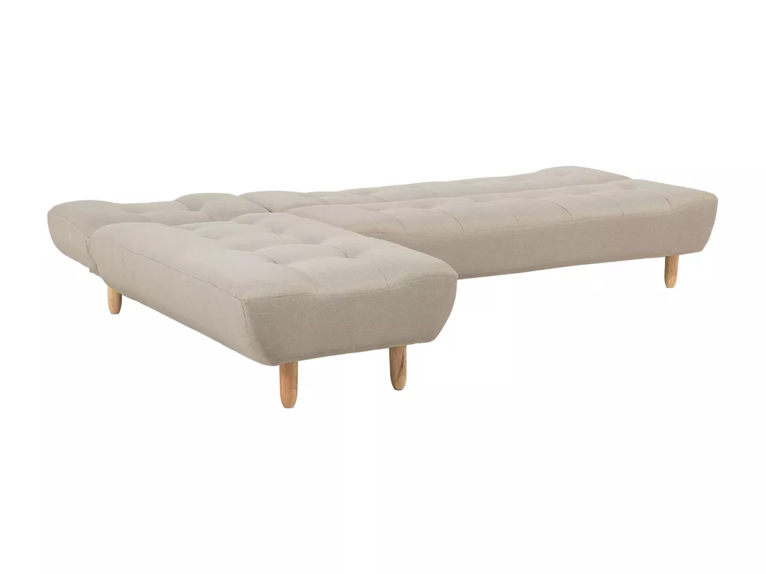 Canapé angle à gauche convertible en tissu beige 4 places ALSTEN