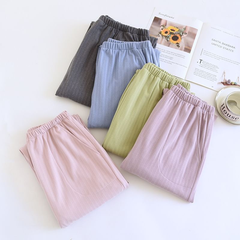 Somnus - Koppel bijpassende pyjamabroek met elastische taille en rechte pijpen (verschillende ontwerpen)