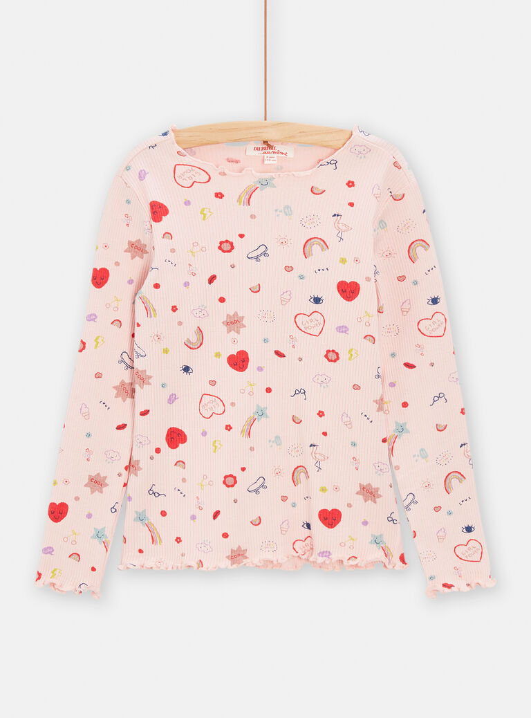 T-shirt manches longues imprimé fantaisie pour fille