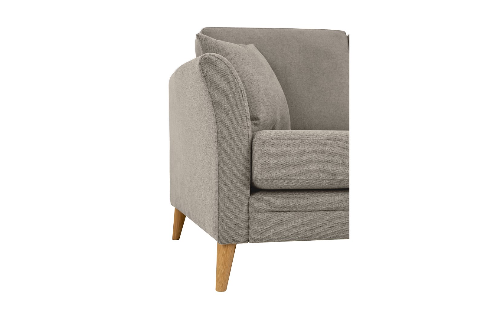 Eden hjørnesofa 2,5-seter med åpen ende venstre. Tekstil Brooklyn 14 Latte med ben i eik natur (15137).