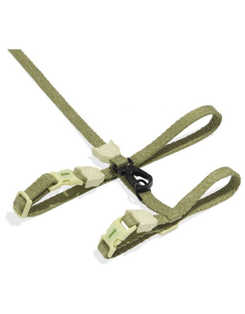 Zee.Dog Moss Harnas + Lijn - Kattenharnas - 20-30x1.0 cm Lichtgroen One Size