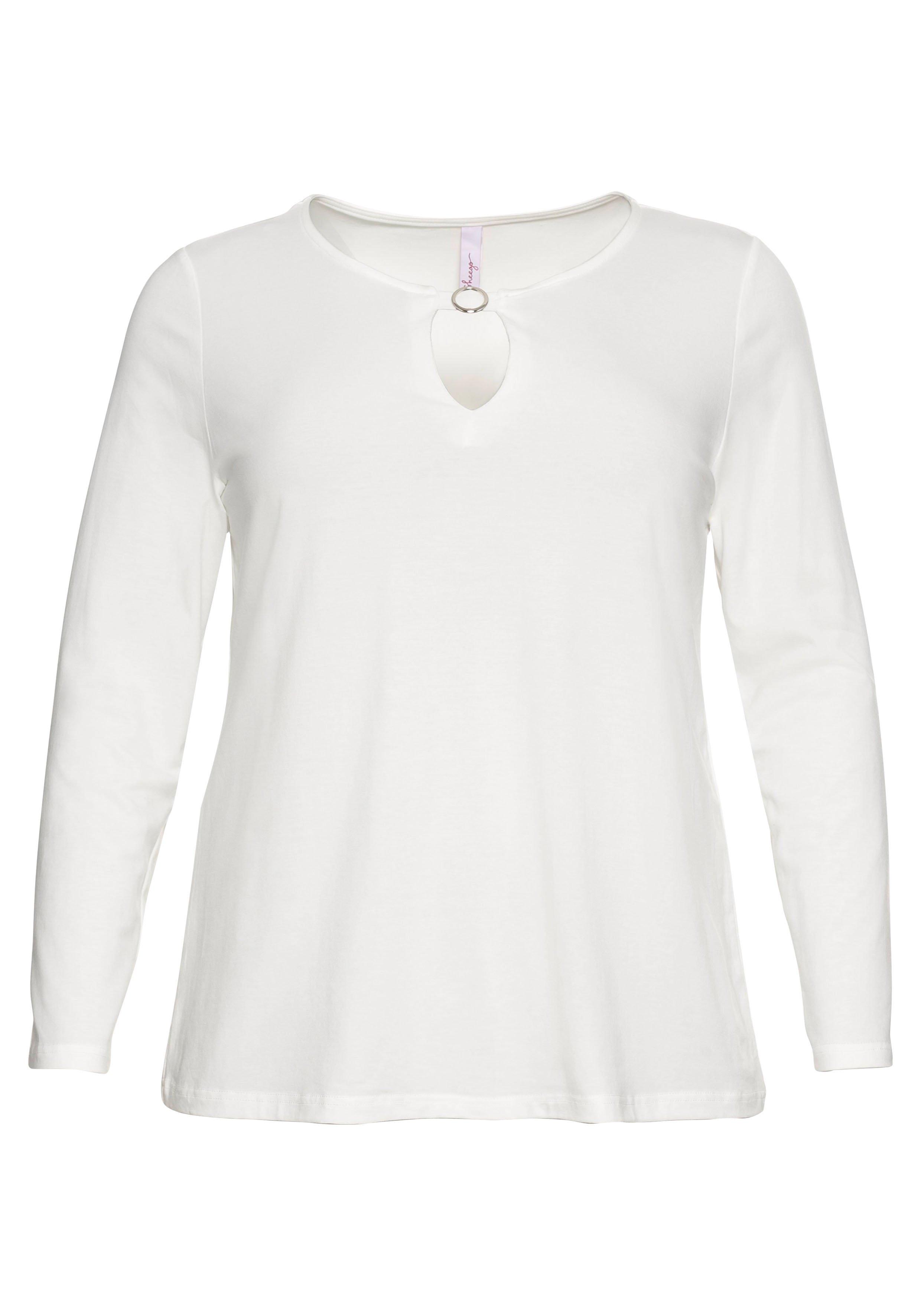 Langarmshirt mit Cut-out und Zierschnalle