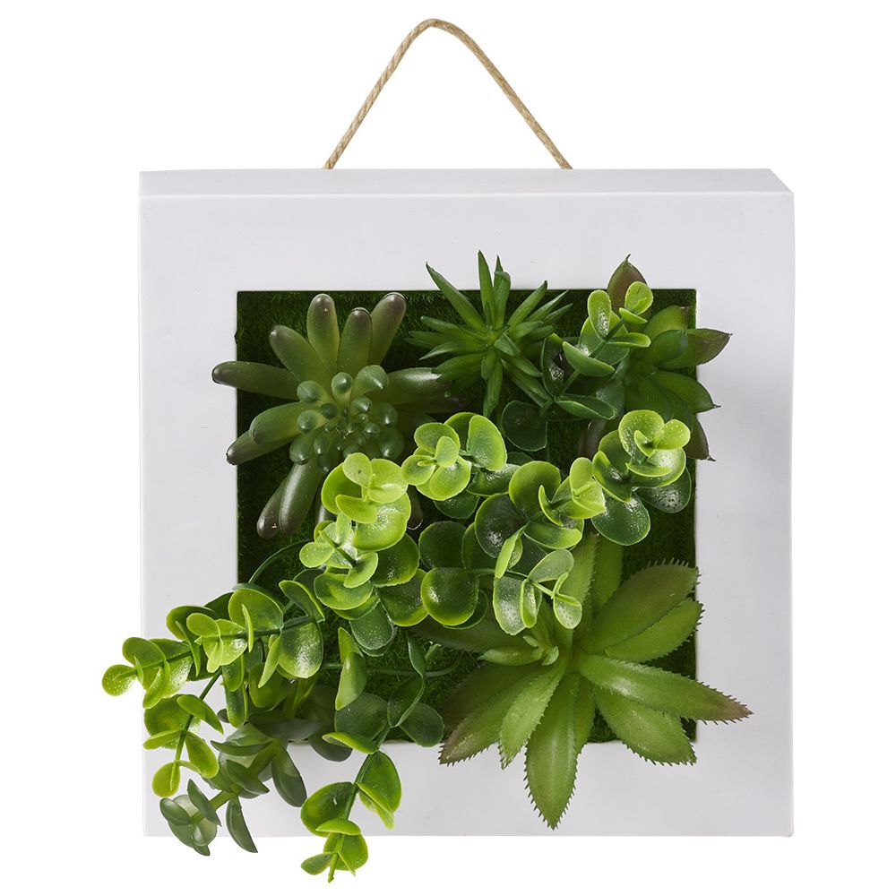 Plante artificielle dans cadre à suspendre 20x20cm