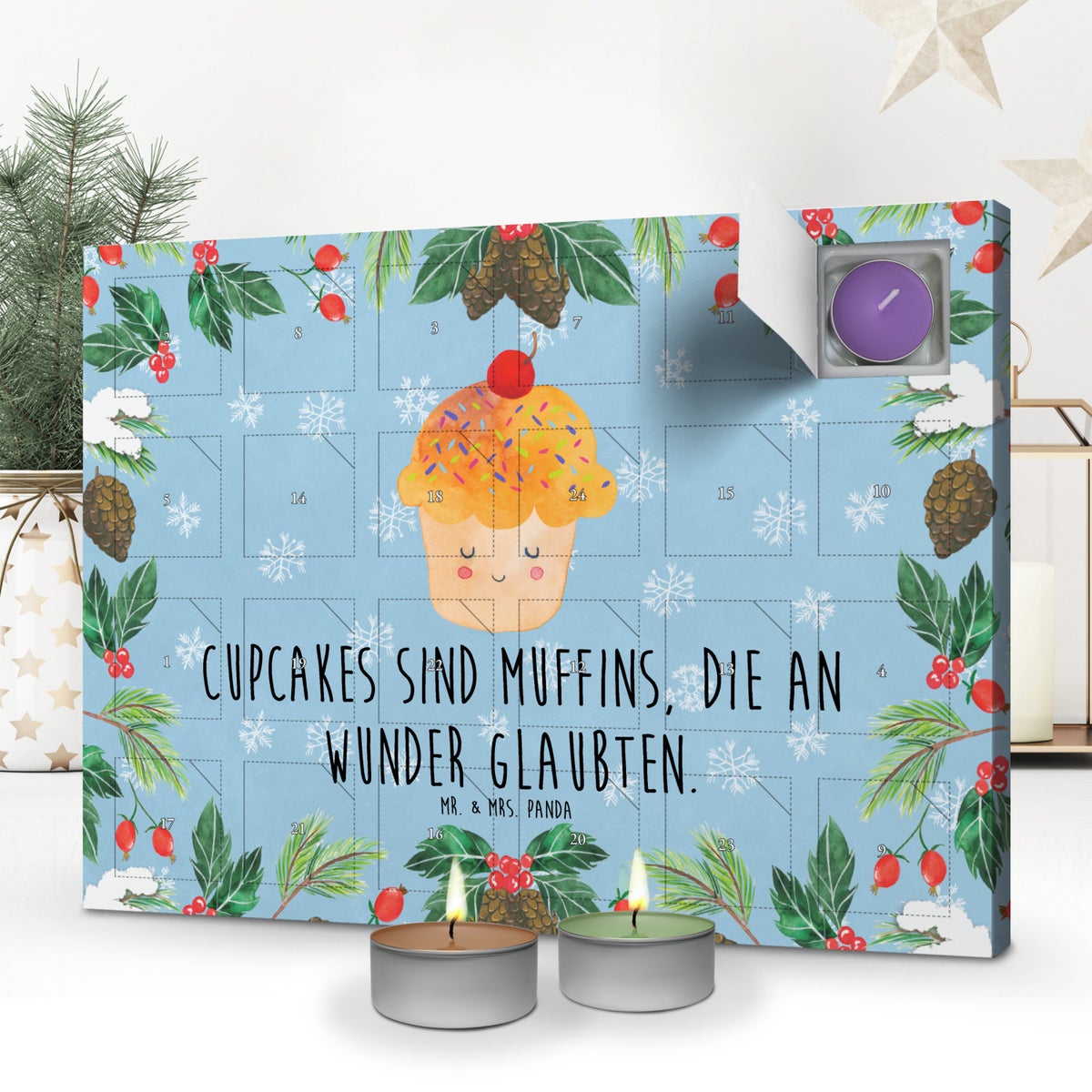 Mr. & Mrs. Panda Geurkaars Adventskalender Cupcake - Pastelblauw