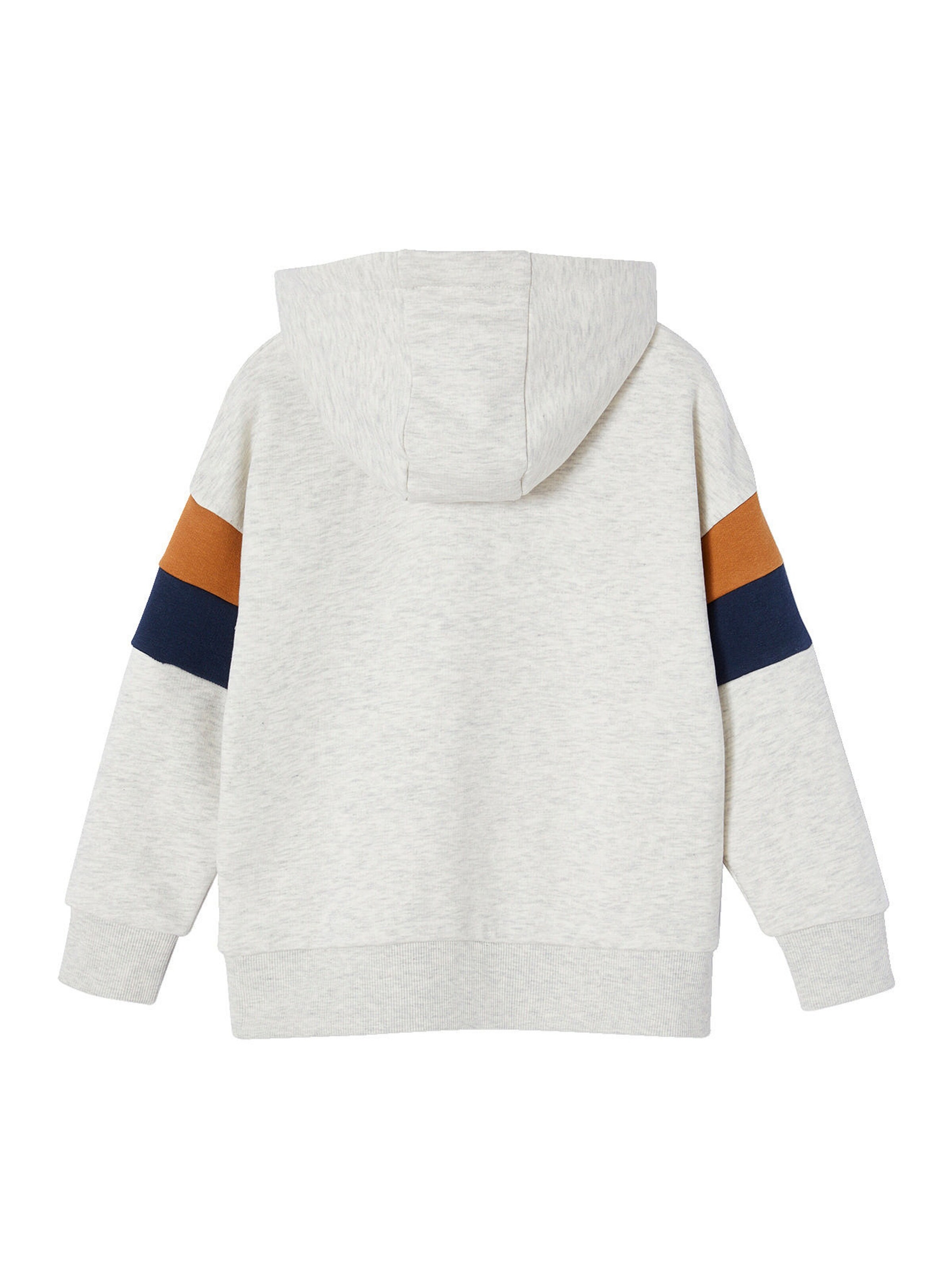 Vertbaudet Jungen Kapuzensweatshirt mit Colorblock-Ärmeln weiß meliert