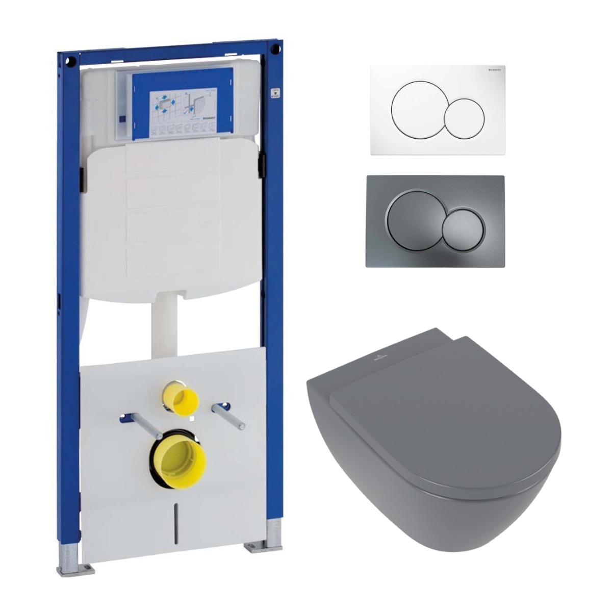 Geberit UP320 toiletset met Villeroy en Boch Subway 2.0 antraciet toilet met DirectFlush en CeramicPlus