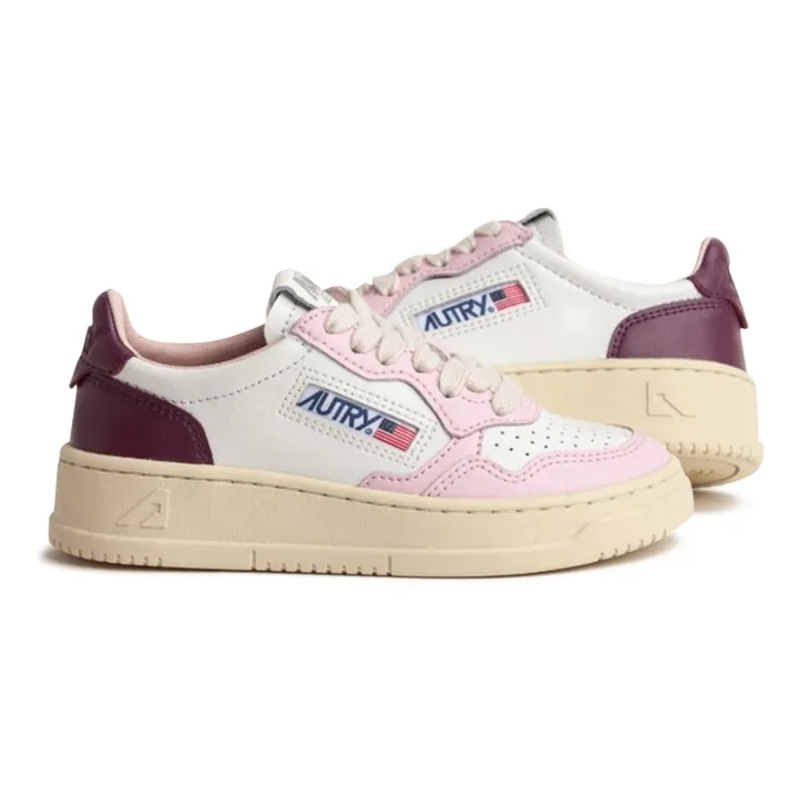 Autry Baskets Kids Medalist Low Cuir Bicolore | Rose