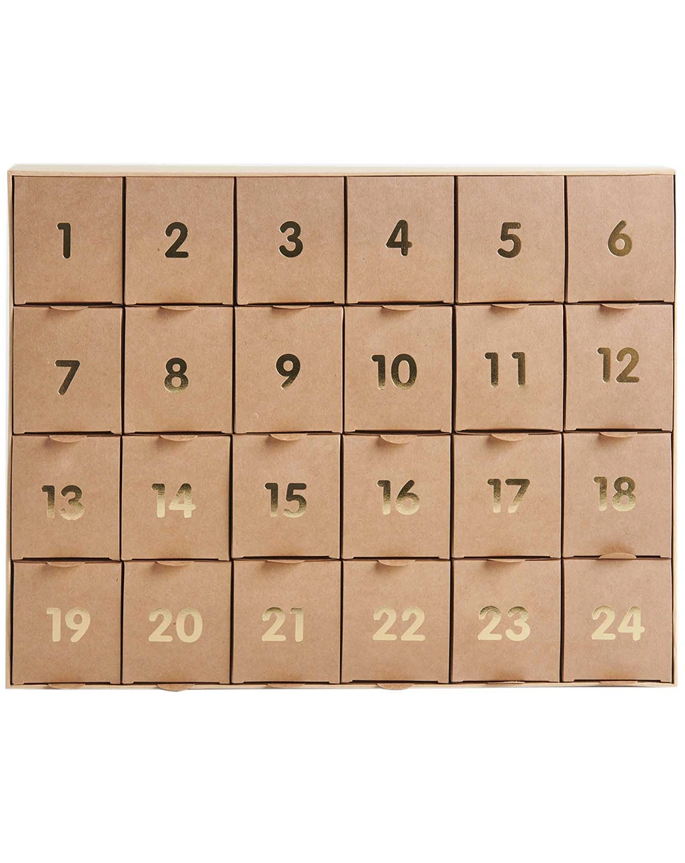 Bastelset ADVENTSKALENDER in natur/gold