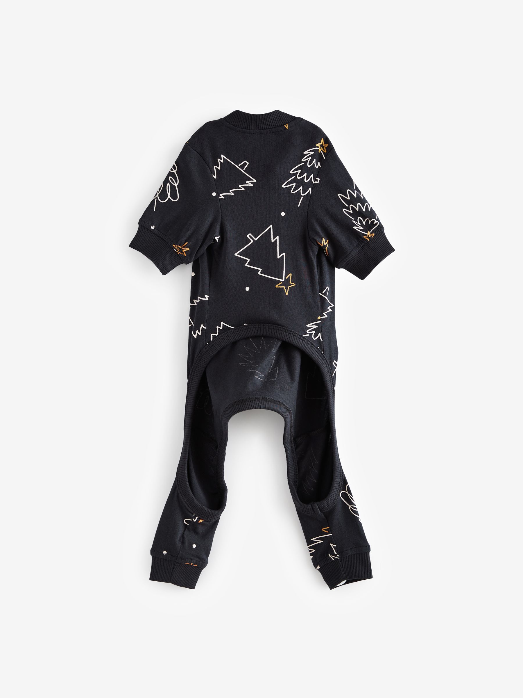 Zwart/wit - Matching Family kerstboompyjama voor honden van 100% katoen