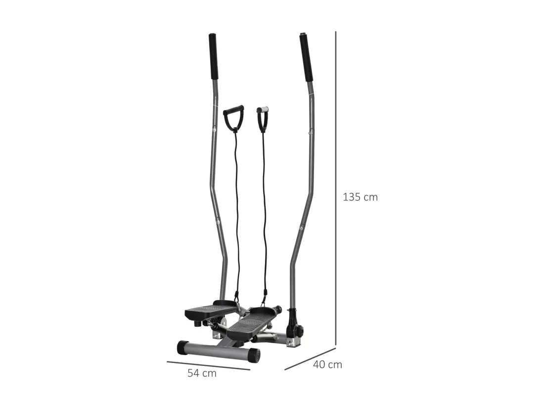 Stepper avec guidon extenseurs écran LCD multifonction acier ABS gris noir