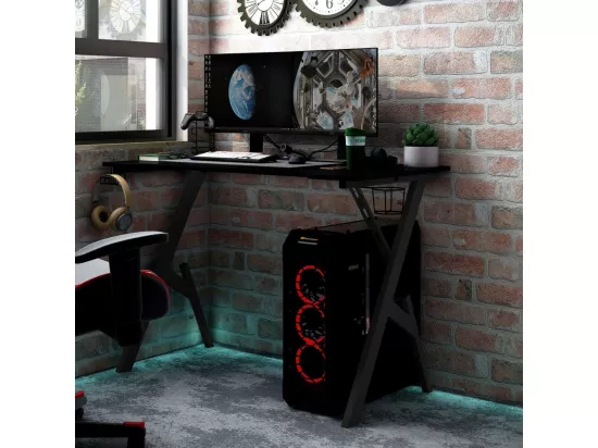 Bureau de jeu avec pieds en forme de Y Noir 90x60x75 cm