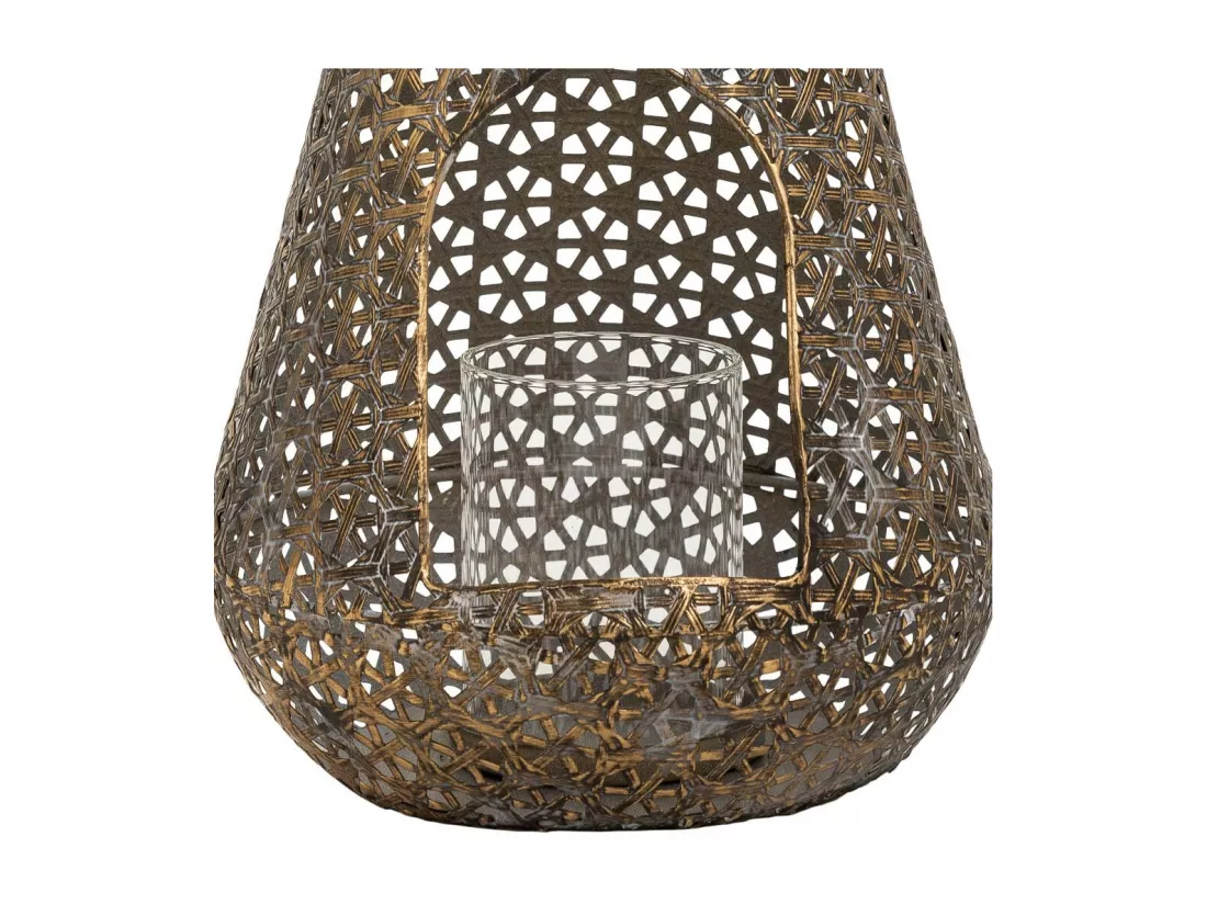 Bougeoir en métal doré 19.5x19.5x43.5h