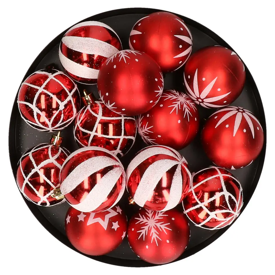 Feeric Christmas kerstballen -25x - 6cm - rood