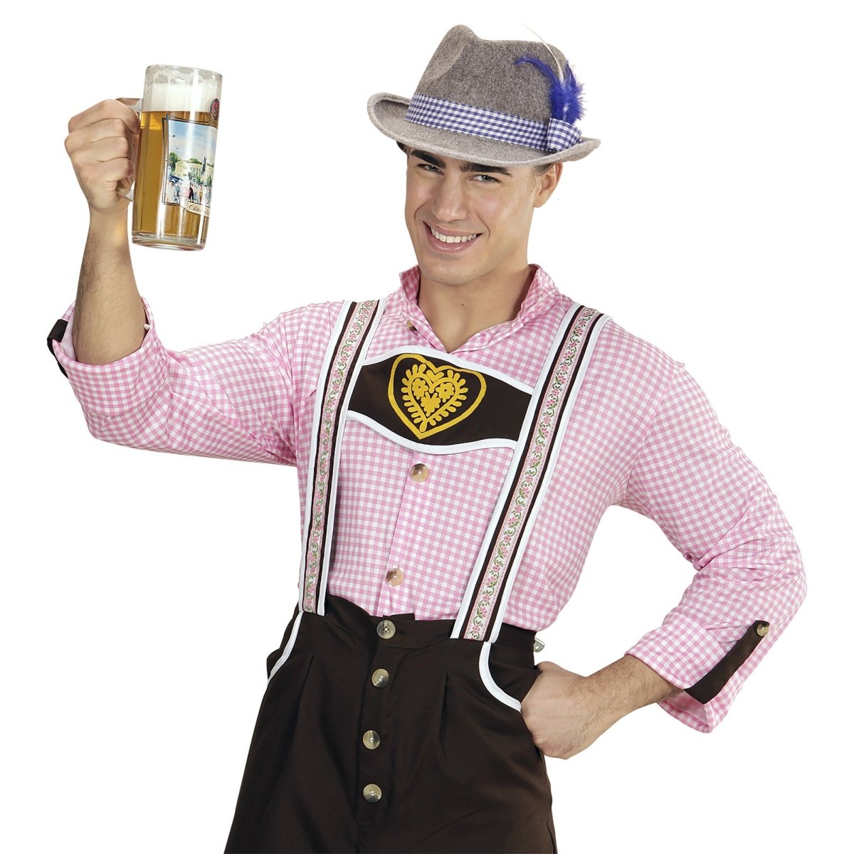 Oktoberfest Hoed Tiroler Met Blauwe Veren