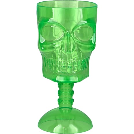 Halloween vinglas med kranie H: 16 cm - flere varianter - assorteret