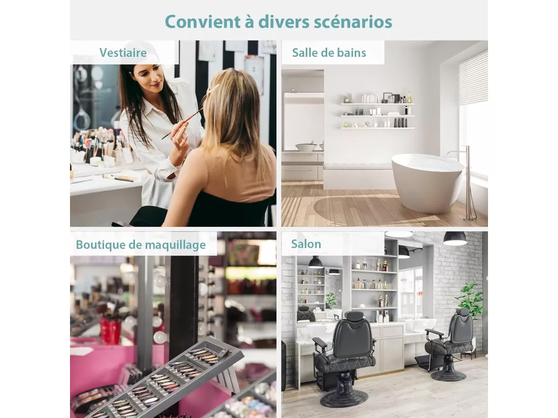 Miroir de Salle de Bain Anti-Buée LED, 80 x 60 cm, Miroir Mural Lumineux avec 3 Eclairages Blanc Froid/Neutre/Chaud, Miroir LED Rectangulaire avec Interrupteur Tactile et Fonction