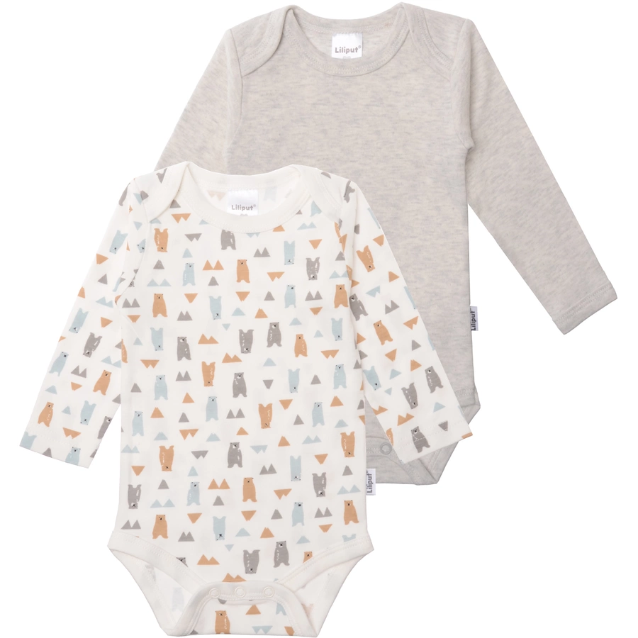 Liliput Doppelpack Langarmbodies Bärchen grau