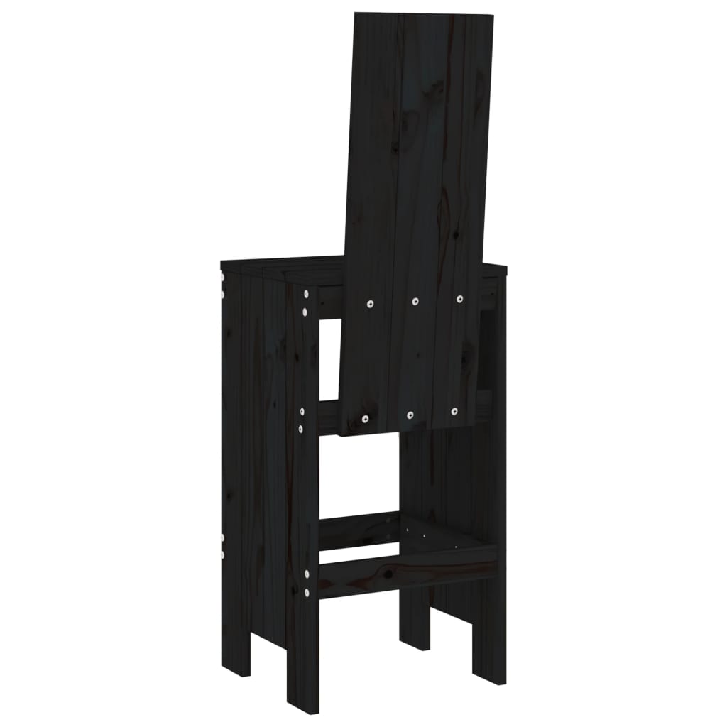 Tabourets de bar 2 pcs noir 40x42x120 cm bois massif de pin
