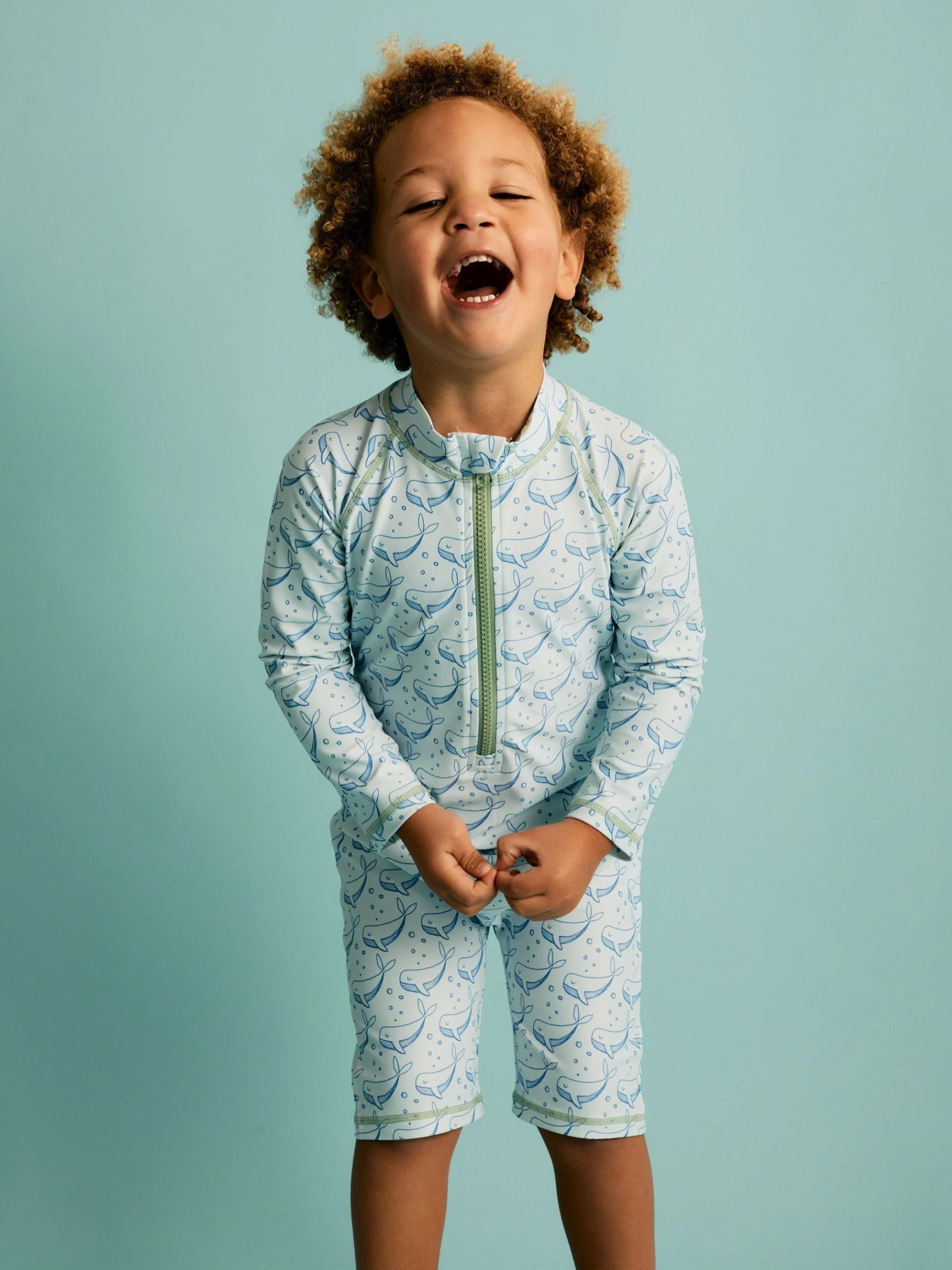 KIDLY BY MORI Blue 3/4 Sleeve Sunsafe Suit