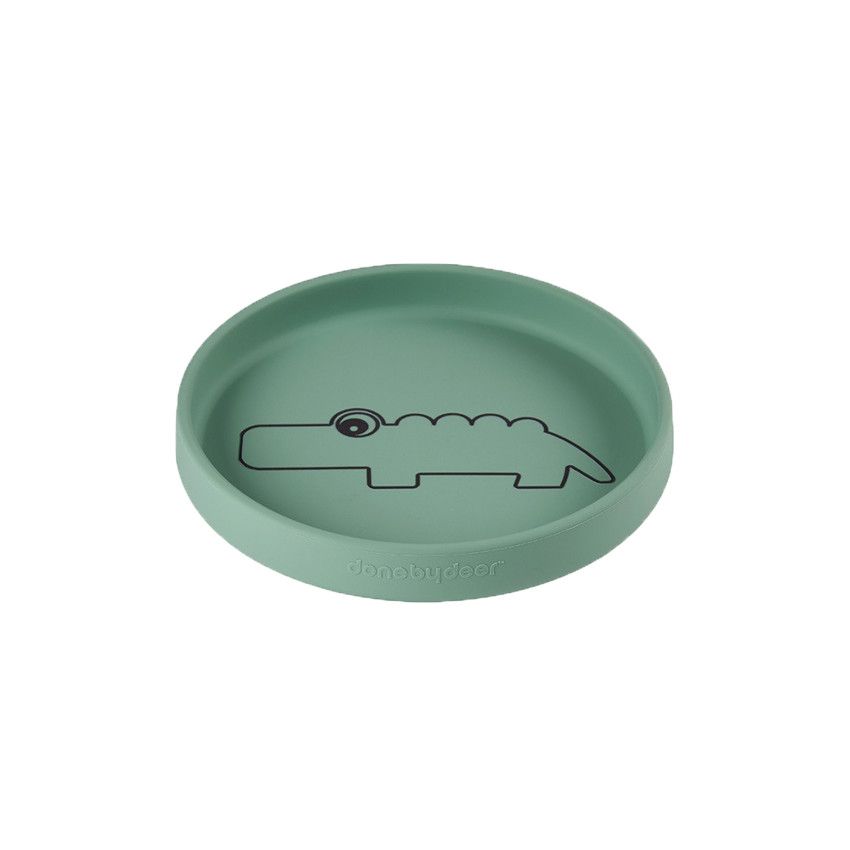 Assiette en silicone Croco - Vert - Ecru