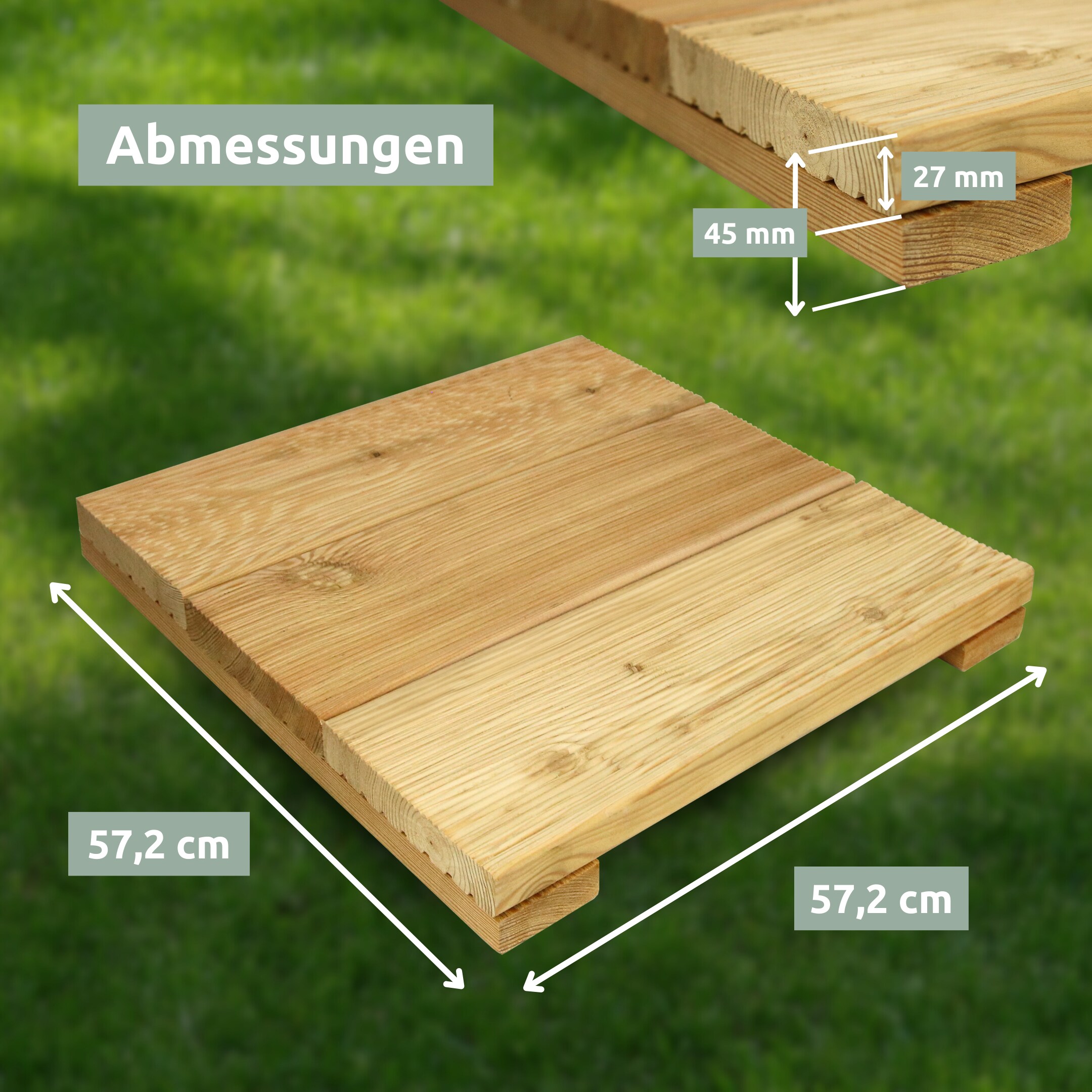 holz4home® Holz-Fliese Lärche I Ideal für die Terasse oder den Balkon | 43 x 43 cm